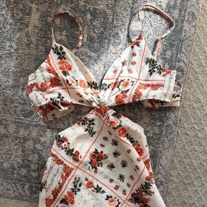 Floral Tie back  linen dress